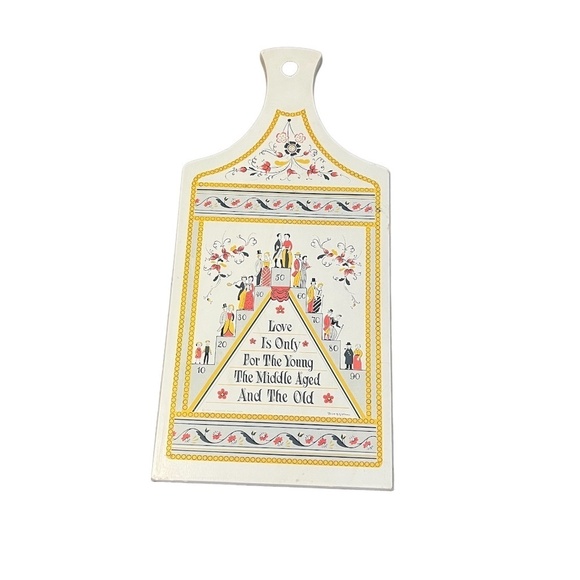 Vintage Berggren Trayner Wooden Decorative Danish Cutting Board on Love - Picture 12 of 14